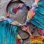 HILASON WESTERN LEATHER HORSE HEADSTALL BREAST COLLAR RAINBOW CONCHO FRINGES