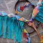 HILASON WESTERN LEATHER HORSE HEADSTALL BREAST COLLAR RAINBOW CONCHO FRINGES