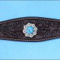 F42 HILASON WESTERN LEATHER HORSE BREAST COLLAR BROWN TURQUOISE BLING CONCHO