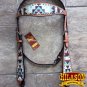 HILASON WESTERN LEATHER HORSE BRIDLE HEADSTALL AZTEC PAINTED
