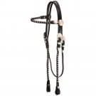 TOUGH 1 HORSE ROYAL KING SILVER LACED LEATHER BROWBAND HEADSTALL BLACK