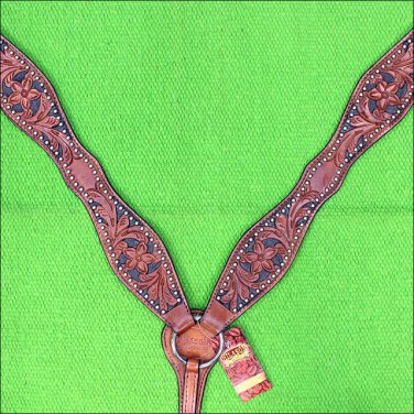 HILASON WESTERN LEATHER HORSE BREAST COLLAR MAHOGANY BLACK
