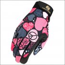 08 SIZE HERITAGE PERFORMANCE HORSE RIDING GLOVE LYCRA LEATHER PEACE LOVE