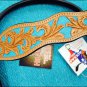 NEW HILASON WESTERN LEATHER HORSE BRIDLE HEADSTALL W/ TURQUOISE HAND PAINT INLAY