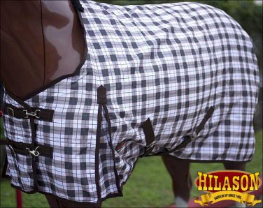 70" GREEN PLAID HILASON 1200D WINTER WATERPROOF POLY TURNOUT HORSE BLANKET