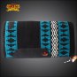 FE323-F HILASON WESTERN NEW ZEALAND WOOL HORSE SADDLE BLANKET WHITE BLACK BLUE