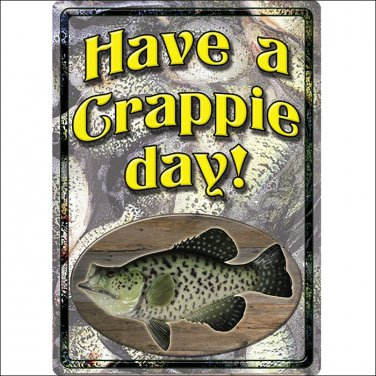 12 inch x 17 inch RIVERS EDGE HOME DECOR NEW CRAPPIE TIN SIGN