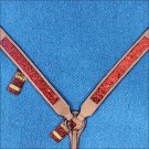 HILASON WESTERN LEATHER HORSE BREAST COLLAR TAN W/ RED INLAY