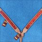 HILASON WESTERN LEATHER HORSE BREAST COLLAR TAN W/ RED INLAY