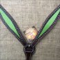 HILASON WESTERN LEATHER HORSE BREAST COLLAR BROWN W/ LIME GREEN INLAY