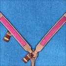HILASON WESTERN LEATHER HORSE BREAST COLLAR TAN W/ PINK INLAY