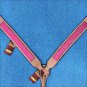 HILASON WESTERN LEATHER HORSE BREAST COLLAR TAN W/ PINK INLAY