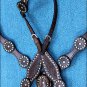 WESTERN LEATHER HORSE ONE EAR BRIDLE HEADSTALL BREAST COLLAR SET DARK BROWN