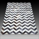 HR125 HOME DECOR COWHIIDE HAIR ON LEATHER PATCHWORK ZIG ZAG AREA RUGS CARPET
