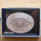 3 inch x 4 inch M&F WESTERN NOCONA SILVER FLORAL STAR BELT BUCKLE