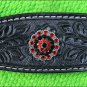 HILASON WESTERN LEATHER HORSE BREAST COLLAR BLACK BLING BERRY CONCHOS