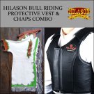 F27 HILASON WESTERN RODEO BRONC BULL RIDING SMOOTH LEATHER CHAPS PROTECTIVE VEST