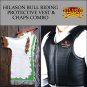 F27 HILASON WESTERN RODEO BRONC BULL RIDING SMOOTH LEATHER CHAPS PROTECTIVE VEST