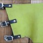 F840 HILASON PRO RODEO BRONC BULL RIDING GREEN SMOOTH LEATHER CHINKS CHAPS YOUTH