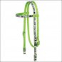 LIME ZEST 3/4 INCH WEAVER NYLON BROWBAND HEADSTALL ZEBRA OVERLAY HORSE SIZE