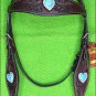 HILASON WESTERN LEATHER HORSE HEADSTALL BRIDLE BROWN TURQUOISE HEART CONCHO