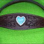 HILASON WESTERN LEATHER HORSE HEADSTALL BRIDLE BROWN TURQUOISE HEART CONCHO