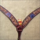 HILASON WESTERN LEATHER HORSE BREAST COLLAR MAHOGANY BARB WIRE CROSS GUN