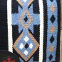 FEP258 HILASON WESTERN NEW ZEALAND WOOL HORSE SADDLE BLANKET BLACK BLUE WHITE