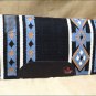 FEP258 HILASON WESTERN NEW ZEALAND WOOL HORSE SADDLE BLANKET BLACK BLUE WHITE