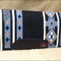 FEP258 HILASON WESTERN NEW ZEALAND WOOL HORSE SADDLE BLANKET BLACK BLUE WHITE