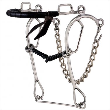HORSE HACKAMORE GAG COMBINATION BIT LEATHER NOSEBAND 5 IN. MOUTH 8 IN. CHEEK