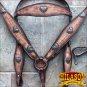 HILASON WESTERN LEATHER HORSE HEADSTALL BREAST COLLAR ANTIQUE BROWN HEART CONCHO