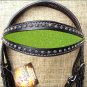 HILASON WESTERN LEATHER HORSE BRIDE HEADSTALL BLACK W/ YELLOW INLAY