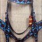 HILASON WESTERN LEATHER HORSE BRIDLE HEADSTALL BREAST COLLAR BROWN TURQUOISE