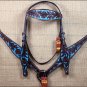 HILASON WESTERN LEATHER HORSE BRIDLE HEADSTALL BREAST COLLAR BROWN TURQUOISE