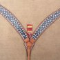 HILASON WESTERN LEATHER HORSE BREAST COLLAR TAN BLACK BLING