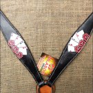 HILASON WESTERN LEATHER BREAST COLLAR BLACK HAND PAINT CARDS