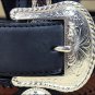 36 inch TONY LAMA BLACK THE DUKE CENTER APPLIQUE LEATHER BELT COWBOY TRAIL RIDER