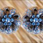 SET OF 2 CRYSTAL RHINESTONE BLING CONCHOS FLORAL DESIGN ANTIQUE COPPER FINISH