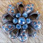 SET OF 2 CRYSTAL RHINESTONE BLING CONCHOS FLORAL DESIGN ANTIQUE COPPER FINISH