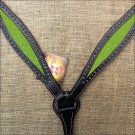 HILASON WESTERN LEATHER HORSE BREAST COLLAR BLACK W/ YELLOW INLAY