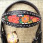 HILASON WESTERN LEATHER HORSE BRIDLE HEADSTALL BLACK W/ FLORAL INLAY