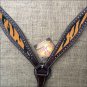 HILASON WESTERN LEATHER HORSE BREAST COLLAR BLACK W/ TIGER CHEETAH INLAY