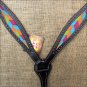 HILASON WESTERN LEATHER HORSE BREAST COLLAR BLACK W/ CHEVRON INLAY
