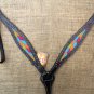 HILASON WESTERN LEATHER HORSE BREAST COLLAR BLACK W/ CHEVRON INLAY