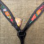 HILASON WESTERN LEATHER HORSE BREAST COLLAR BLACK W/ FLORAL INLAY