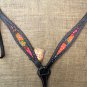 HILASON WESTERN LEATHER HORSE BREAST COLLAR BLACK W/ FLORAL INLAY