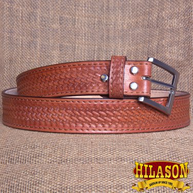 GM201M-F HILASON HAND MADE HEAVY DUTY BUFFALO HIDE LEATHER STICHED BELT 36"