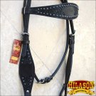 HILASON WESTERN LEATHER HORSE ONE EAR BRIDLE HEADSTALL BLACK HAND CARVED
