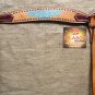 S544 NEW HILASON WESTERN LEATHER HORSE BREAST COLLAR TAN W/ TURQUOISE HAND PAINT
